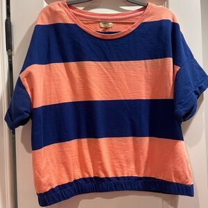 True Craft Striped Blue and Peach Top XL